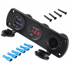 Priza suplimentara impermeabila pentru vehicule Off Road, ATV, SSV, tensiune 12V, 2 x USB si Voltmetru