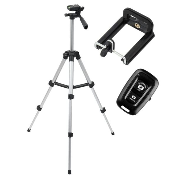Trepied fotografic din aluminiu, compact, cu suport mobil 3D + Telecomanda Bluetooth - imagine 2
