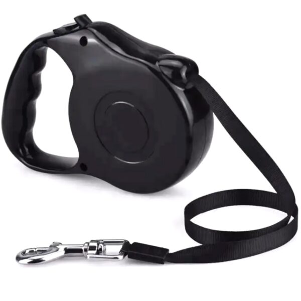 Lesa Retractabila Automata cu carabina pentru caini, lungime sfoara 5m, culoare Neagra - imagine 2