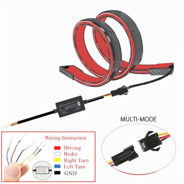 Eleron auto cu lampa stop frana suplimentara pentru autoturisme, 12V, 120cm, Carbon - imagine 10
