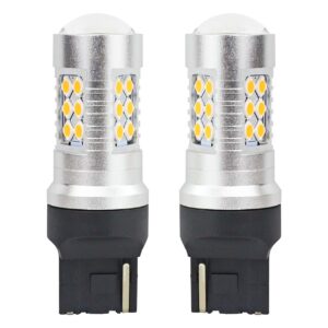 Set becuri auto cu LED CANBUS, 3030, 24SMD, compatibil T20, 7440, WY21W, Portocaliu, 12V / 24V, destinat competitiilor auto sau off-road