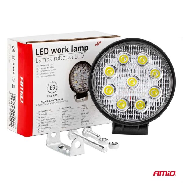Proiector LED pentru Off-Road, ATV, SSV, culoare 6500K, LED FLOOD, 27W, tensiune 9 - 36V, diametru Ø110 mm - imagine 10