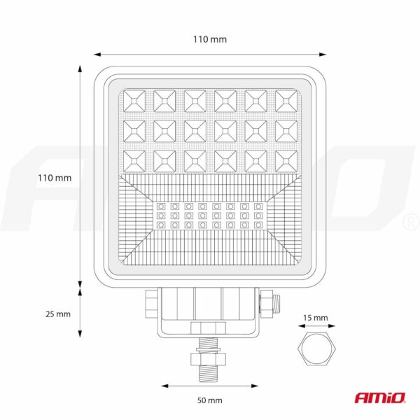 Proiector LED pentru Off-Road, ATV, SSV, cu functie de semnalizare, culoare 6500K, 3360 lm, tensiune 9 - 36V, dimensiuni 110 x 110 mm - imagine 13