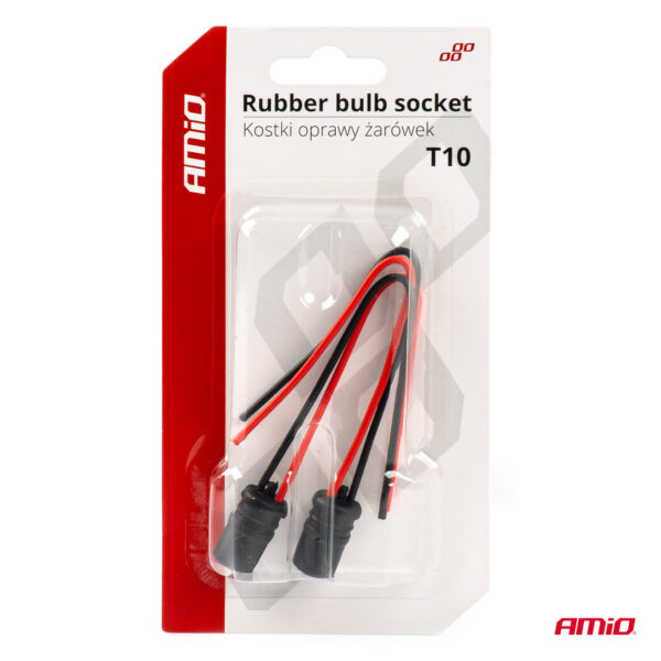 Set 2 socluri bec T10, W5W, W3W, cu mufe din cauciuc si cabluri siliconate - imagine 3