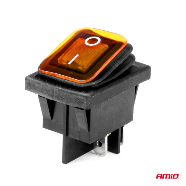 Intrerupator On/Off, 12/24V, dreptunghiular, waterproof, iluminat culoare Galben, destinatie auto, utilitare, Off-Road, ATV, SSV, QUAD - imagine 2