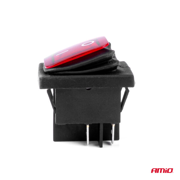 Intrerupator On/Off, 12/24V, dreptunghiular, waterproof, iluminat culoare Rosu, destinatie auto, utilitare, Off-Road, ATV, SSV, QUAD - imagine 3