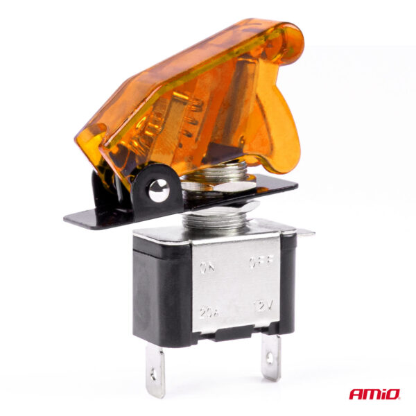 Comutator iluminat (intrerupator) cu protectie, destinatie auto, moto, ATV, SSV, Off-Road, model "TOP GUN", tensiune 12V - 24V, culoare Orange - imagine 2
