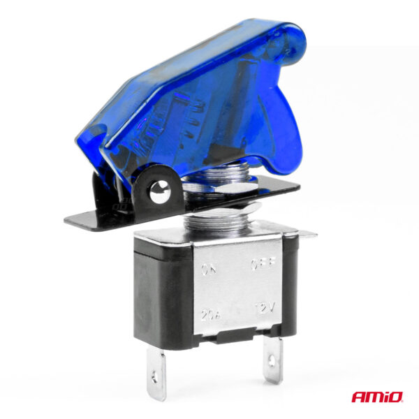 Comutator iluminat (intrerupator) cu protectie, destinatie auto, moto, ATV, SSV, Off-Road, model "TOP GUN", tensiune 12V - 24V, culoare Albastra - imagine 2