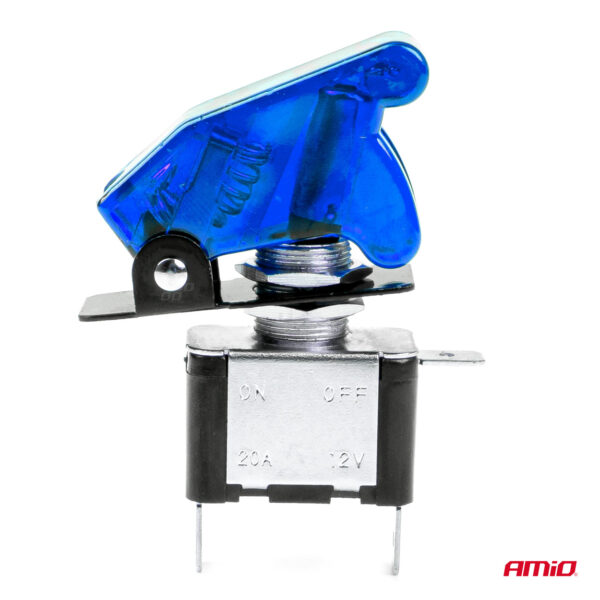 Comutator iluminat (intrerupator) cu protectie, destinatie auto, moto, ATV, SSV, Off-Road, model "TOP GUN", tensiune 12V - 24V, culoare Albastra - imagine 3
