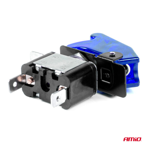 Comutator iluminat (intrerupator) cu protectie, destinatie auto, moto, ATV, SSV, Off-Road, model "TOP GUN", tensiune 12V - 24V, culoare Albastra - imagine 4
