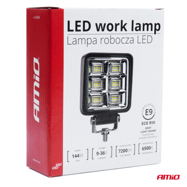 Proiector LED pentru Off-Road, ATV, SSV, putere 144W, culoare 6500K, tensiune 9-36V, dimensiuni 110 x 110 x 35 mm - imagine 4