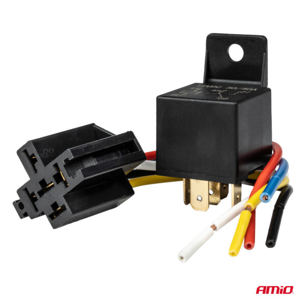 Releu auto cu 5 pini, 12V, 40A + Mufa releu cu cabluri - imagine 2