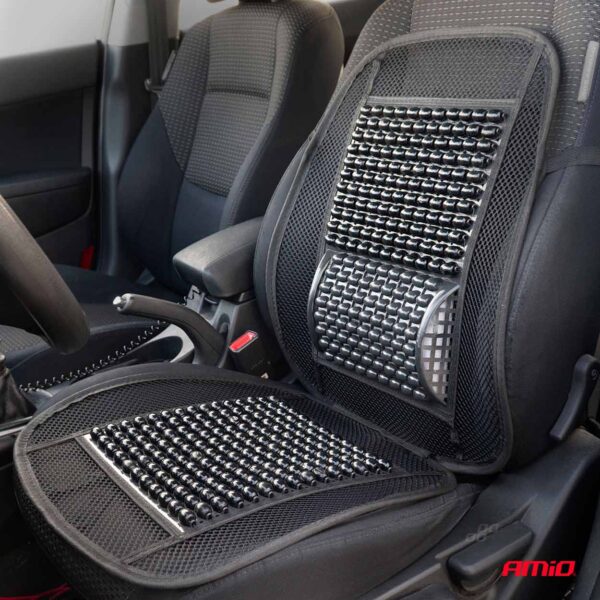 Husa scaun auto cu bile de masaj si suport lombar, dimensiuni 98 x 49 cm, culoare Neagra - imagine 2