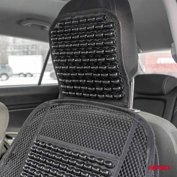 Husa scaun auto cu bile de masaj, suport lombar si tetiera, dimensiuni 125 x 52 cm, culoare Neagra - imagine 3