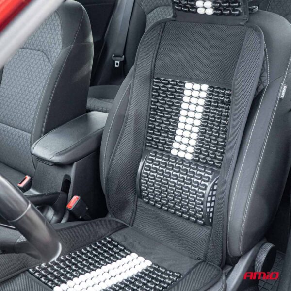 Husa scaun auto cu bile de masaj, suport lombar si tetiera, dimensiuni 131 x 46 cm, culoare Neagra - imagine 2