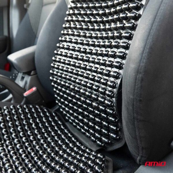 Husa scaun auto cu bile de masaj, suport lombar si tetiera, dimensiuni 126 x 44 cm, culoare Neagra - imagine 4
