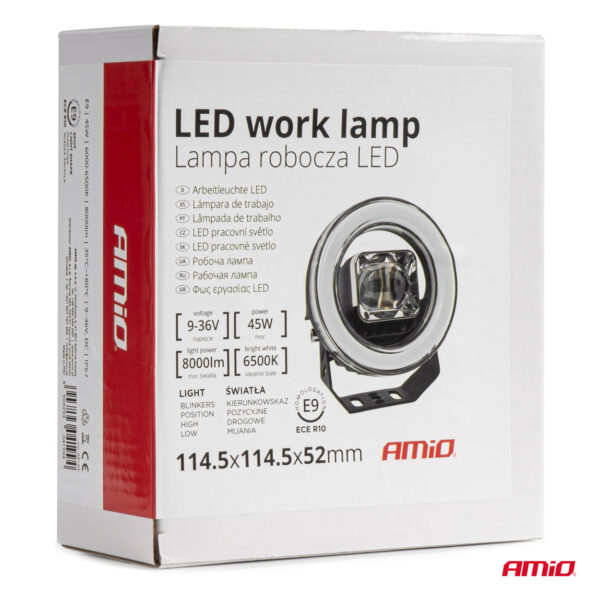 Proiector LED cu Angel Eye model AWL58, pozitie, semnalizare, faza lunga/scurta, pentru Off-Road, ATV, SSV, putere 45W, 8000lm, tensiune 9-36V, dimensiuni 114,5 x 114,5 x 52 mm - imagine 11