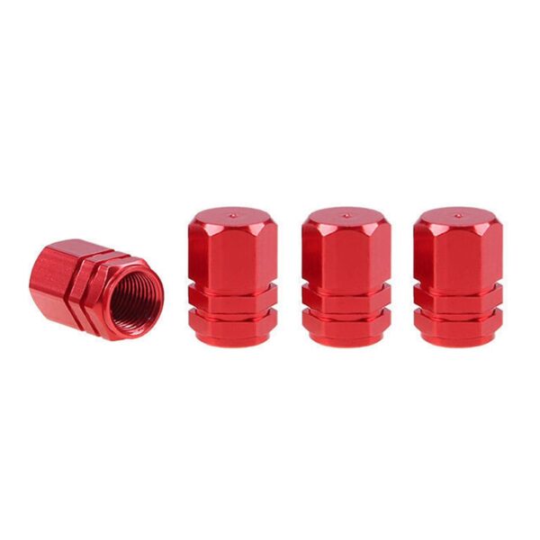Set capacele auto pentru ventil hexagon rosu 4 buc - imagine 2