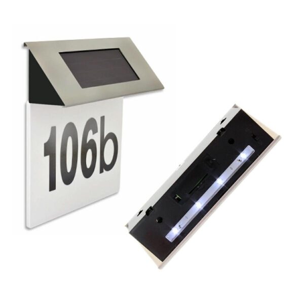 Placa numar casa iluminata LED, incarcare solara, carcasa din INOX - imagine 3