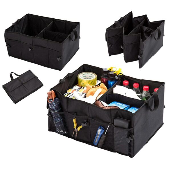 Organizator portbagaj auto cu 9 buzunare, 55 x 38 x 26cm, culoare neagra - imagine 3