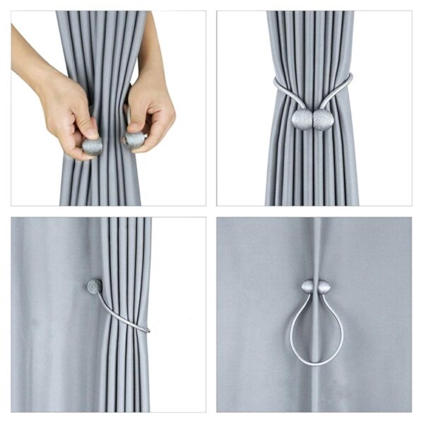 Bratara magnetica de prindere perdele/draperii, model BEIGE BALLS - imagine 3