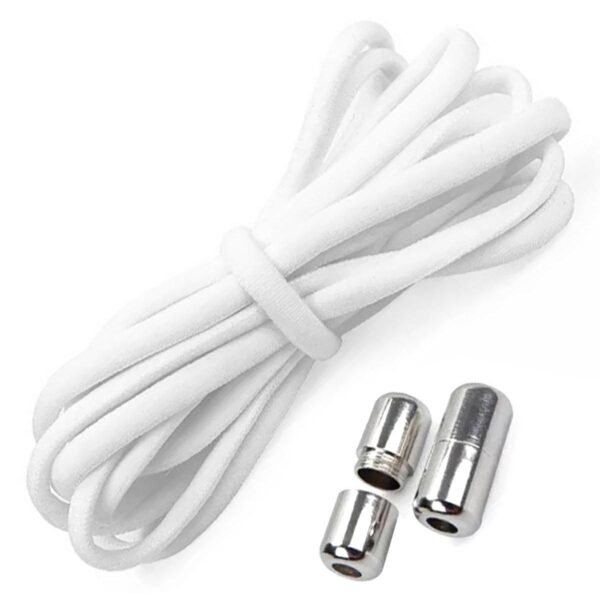 Sireturi elastice SMART pentru incaltaminte cu clema metalica, culoare alba - imagine 3