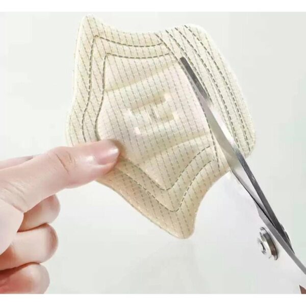 Set 10 buc. (5 seturi) de pernite protectie calcaie pentru incaltaminte, autoadezive, din spuma moale si material textil, culoare CREM - imagine 4