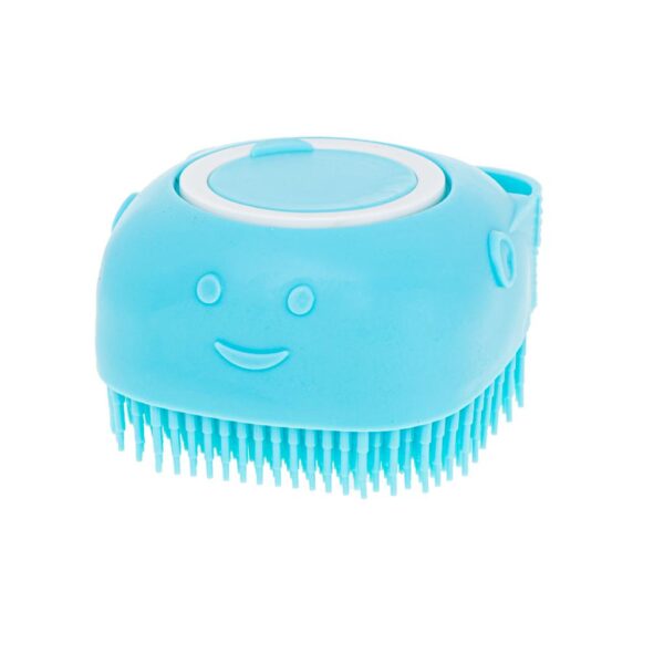 Perie din silicon cu dozator de sampon pentru spalare caini sau pisici, 7,5 x 7,5 cm, culoare albastra - imagine 7