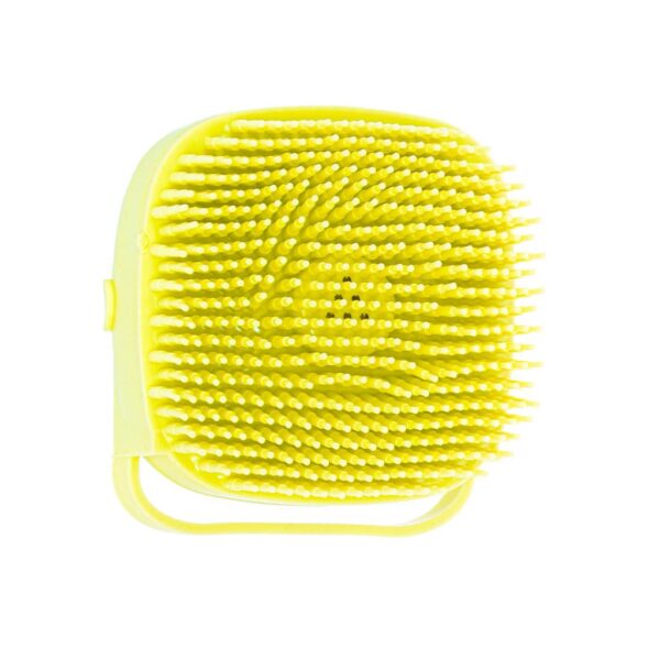 Perie din silicon cu dozator de sampon pentru spalare caini sau pisici, 7,5 x 7,5 cm, culoare galben - imagine 4