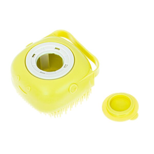 Perie din silicon cu dozator de sampon pentru spalare caini sau pisici, 7,5 x 7,5 cm, culoare galben - imagine 7