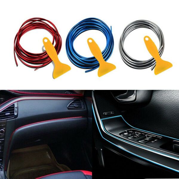 Banda decor interior crom TUNING, 5m, ROSU - imagine 3